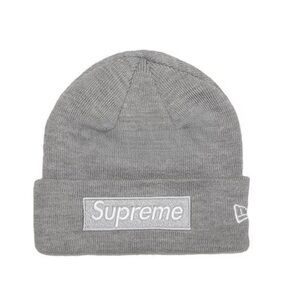 Supreme x New Era Box Logo Beanie Light Gray OS NWT